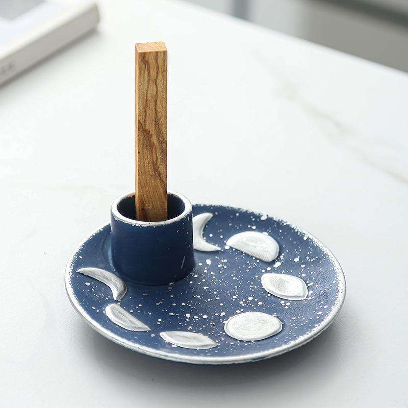 Religions Ceramics Sandalwood Holder Incense Burner for Aromatic Sage Holder Burner Candle Holder for Burning Sage and Candle
