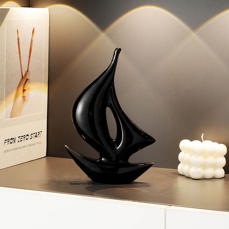 Simple Modern Ceramic Sailboat Statue Creative TV Cabinet for Living Room Home Decorative Crafts