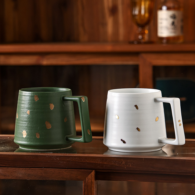 Wholesale Simple Modern Scandinavian Style Ceramic Gold Mug for Home Office Hot for Coffee Milk Breakfast Great Gift Idea