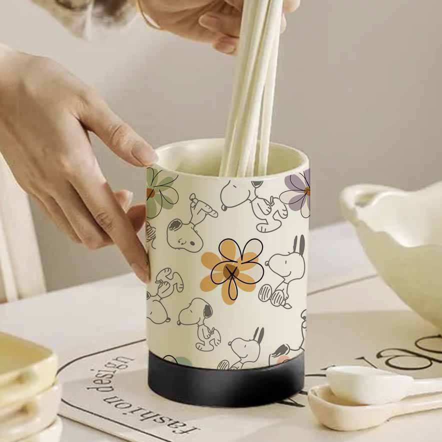 Ceramic Chopsticks Holder Blank Custom Utensil Holder for Kitchen Counter Utensil Crock Countertop Organizer