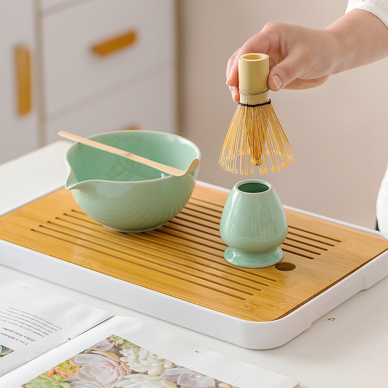 Matcha Bowl Set Japanese Type Matcha Song Dynasty Tea Ordering Tools Ceramic Tea Bowl Tea Cup Stirrer Matcha Brush Tea Brush