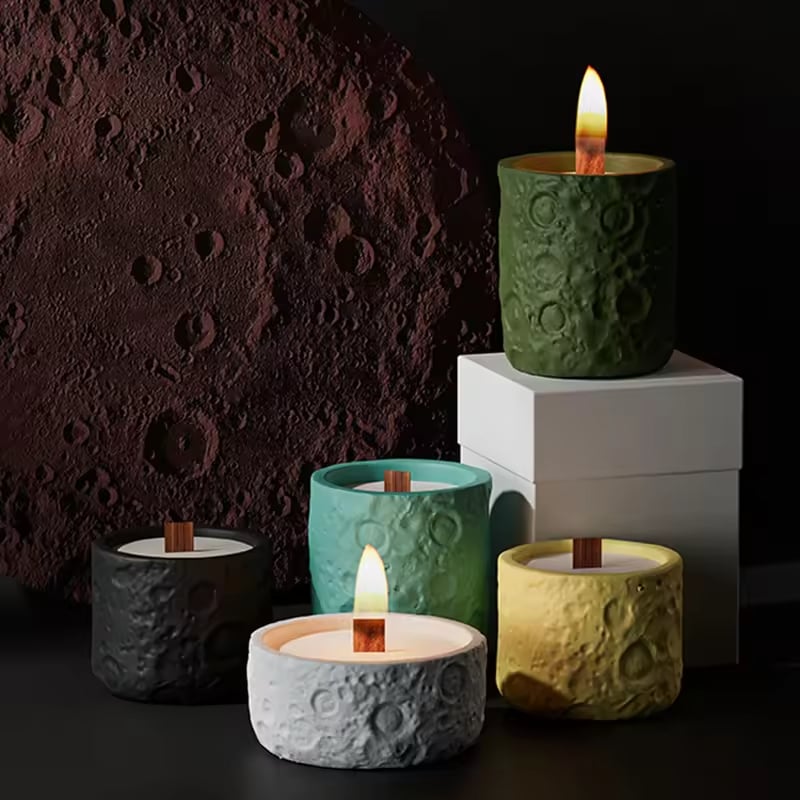 Custom Wholesale  Ceramic Candle Jar Embossed Empty Ceramic Candle Container Matte Candle Vessels