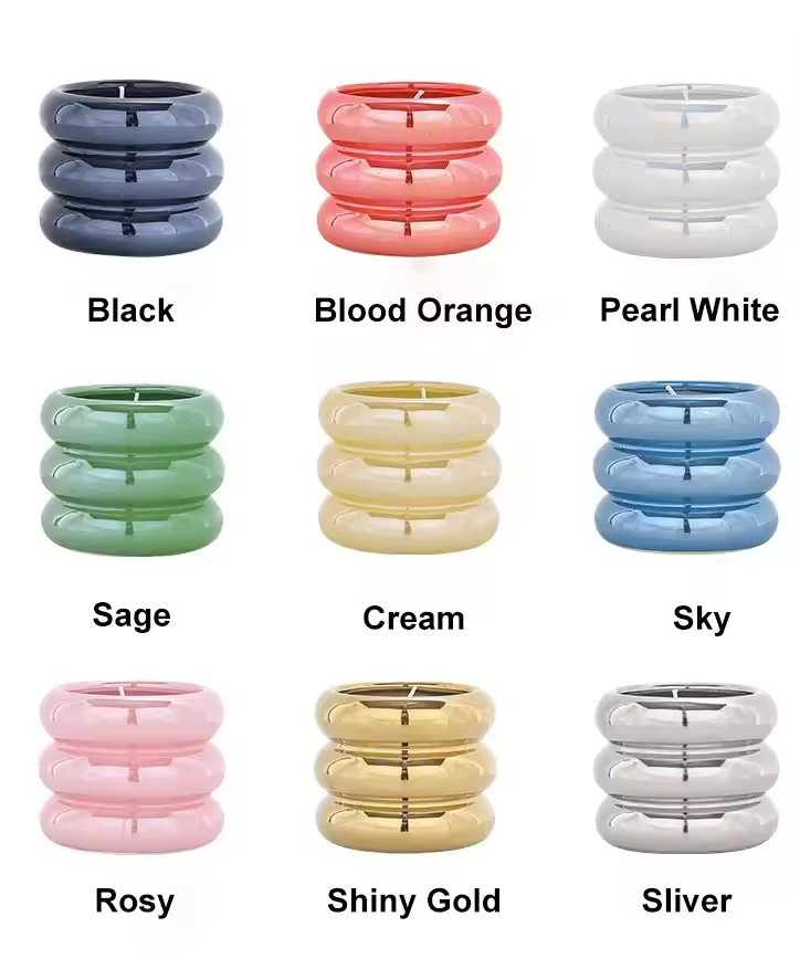 Barattoli per Candele di Lusso Ceramici Cilindrici Iridescenti a Forma di Ciambella Porta Candele Ceramici Lanterne Barattoli per Candele