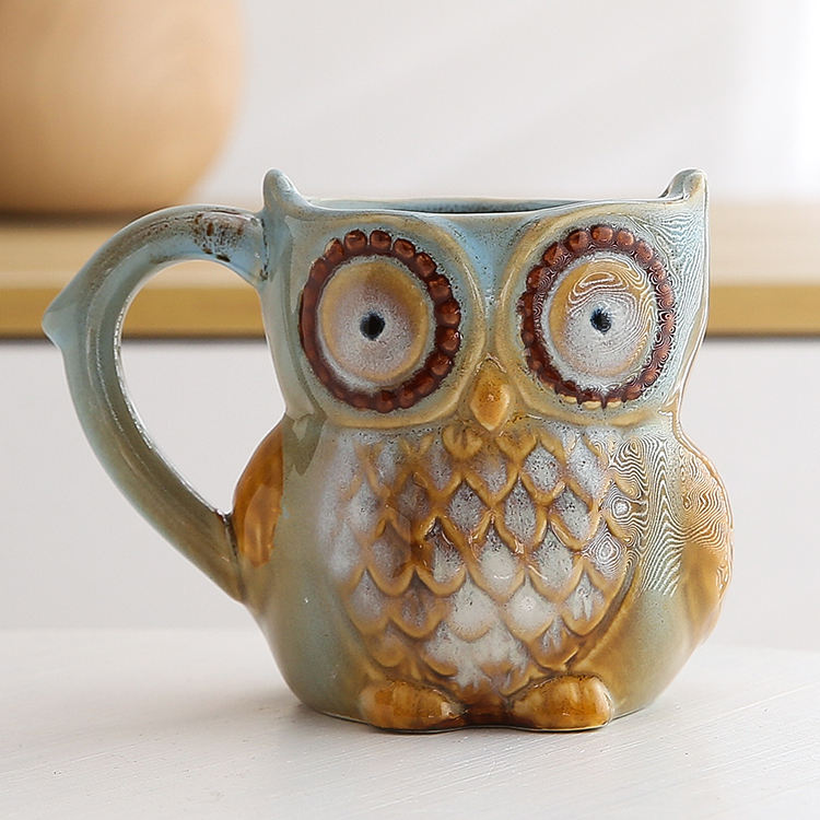 3D Animal Cute Owl Mugs 300ml Cartoon Coffee Mug Ceramic Milk Tea Cups Breakfast Morning Coffee Mug