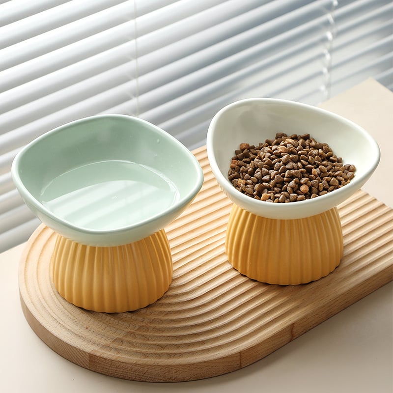 New Design Lead Free Neck protection Elevated Raised Pet Dog Cat Puppy Kitten Ceramic Bowl