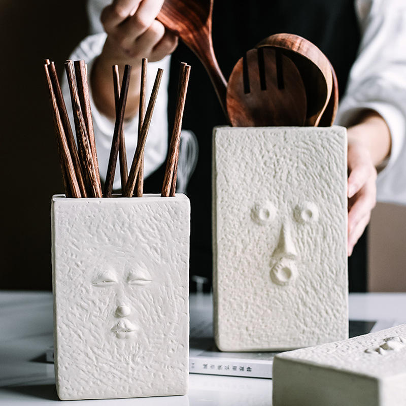 Nordic Plant Household Drain Ceramic Chopsticks Ceramic Cutlery Holder Racks for Home Storage and Organization Restaurant