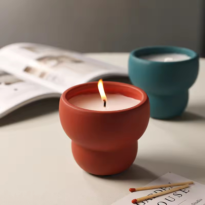 Ceramic Wax Candles Home Decor Candle Jars for New Year Christmas and Birthday Gifts