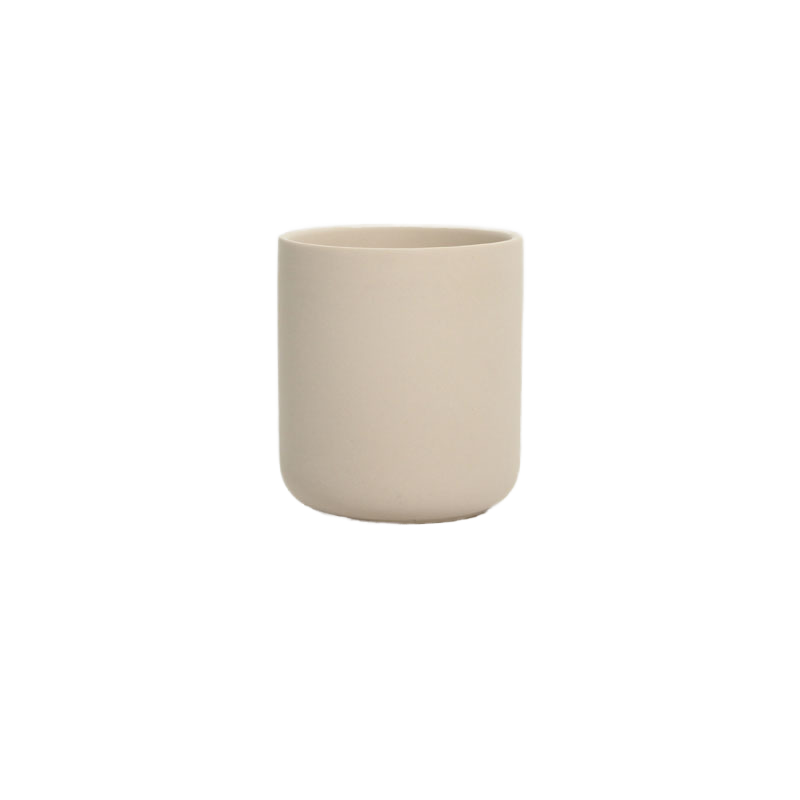 Modern Nordic Beige Ceramic Candle Jar Handmade Cylinder with Lid Home Decoration Christmas