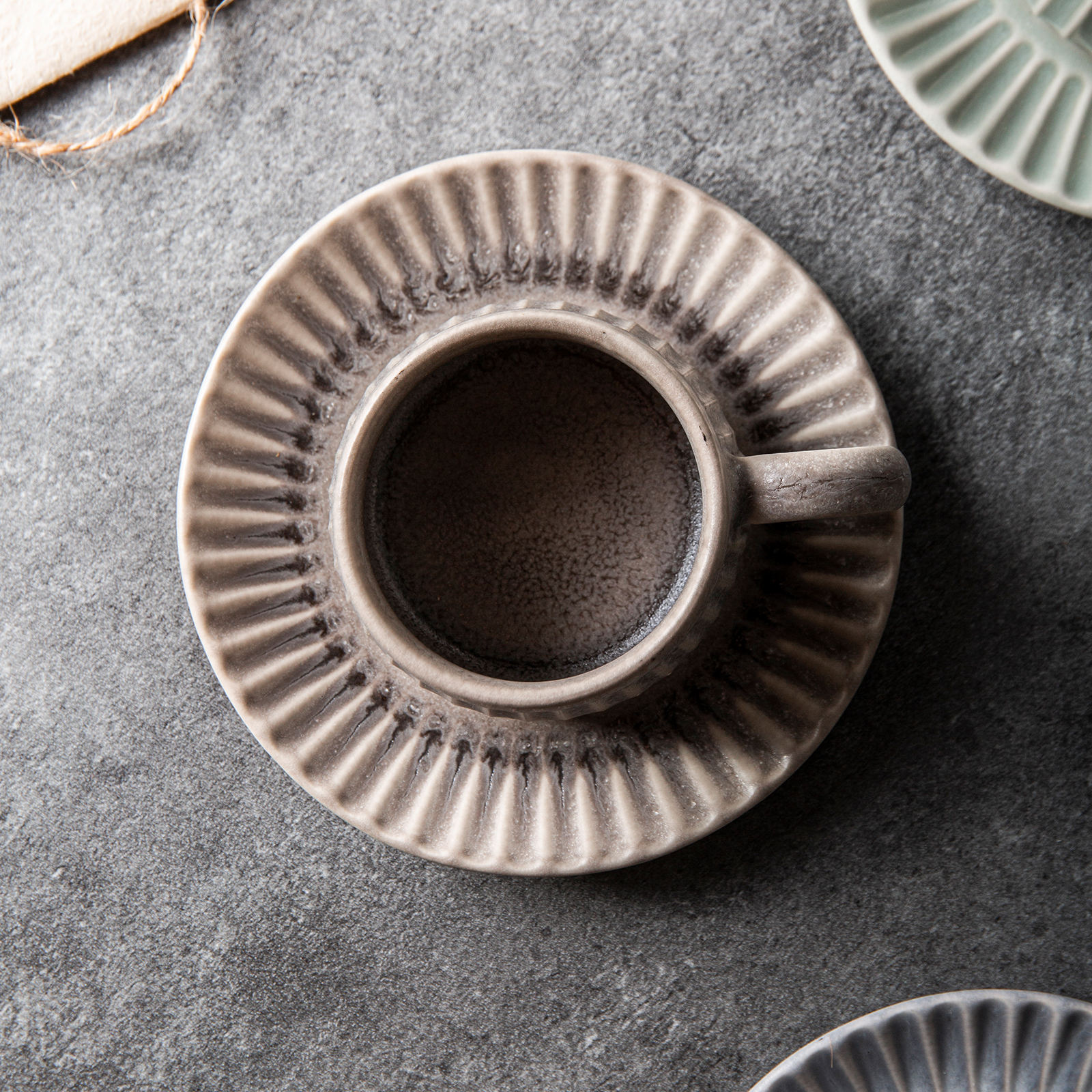 Handmade Japanese Style Vintage Ceramic Coffee Cup with Saucer Set Tea Cups Latte Pottery Mugs Plates