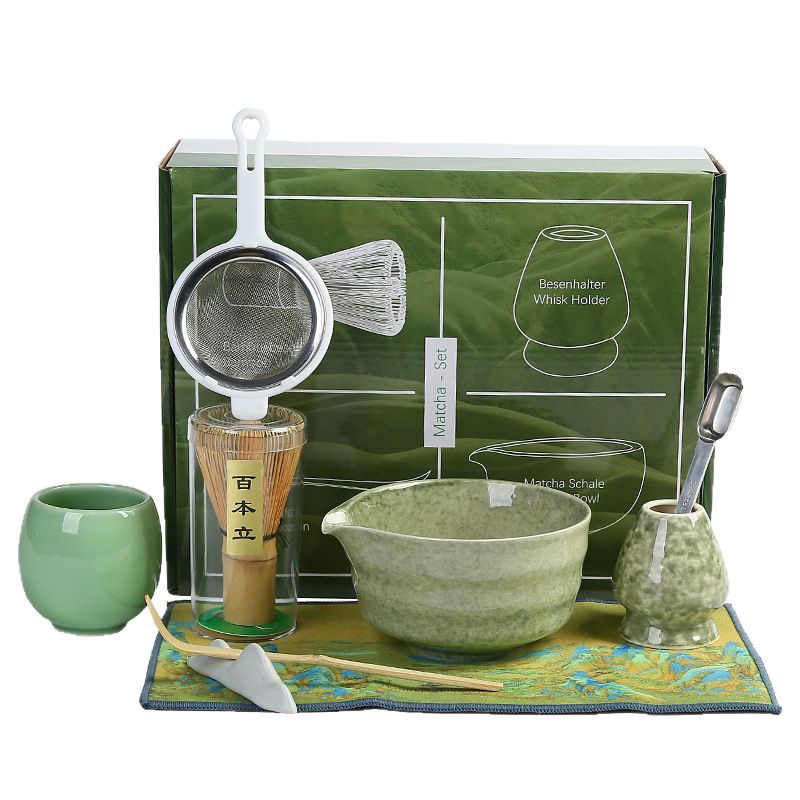Matcha Bowl Ceramic Japanese Matcha Tea Bowl Set Tea Brush Bamboo Matcha Brush Hyakumoto Rikyu Song Dynasty Tea Ceremony Spotting