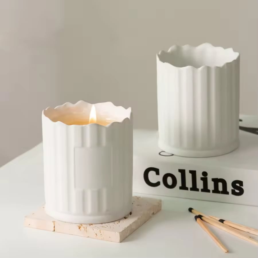 Luxury INS Pure White Ceramic Jar Powder Fired Ceramic Candle Jar Aromatherapy Jar