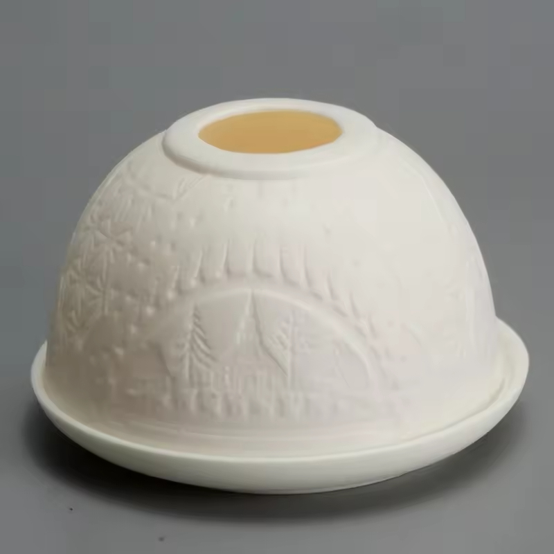 Nordic Custom White Ceramic Tea Light Holder Cute Matte round Candle Jar with Lid for Home Decoration or Christmas