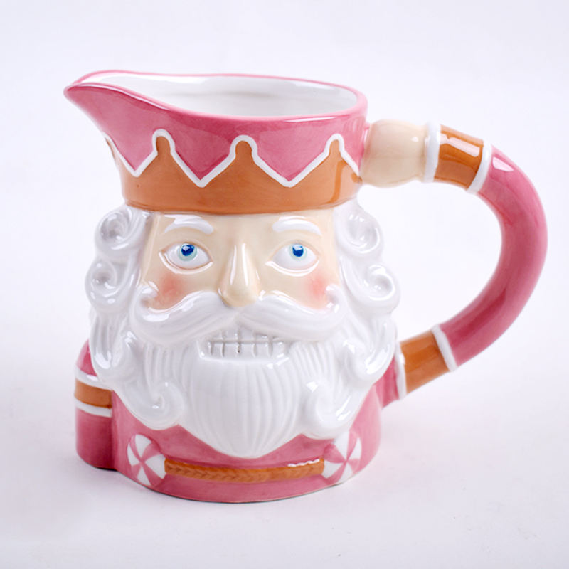 2025 Wholesale 3D Custom Ceramic Christmas Style Cute Drinking Cup Mugs with Nutcracker Head