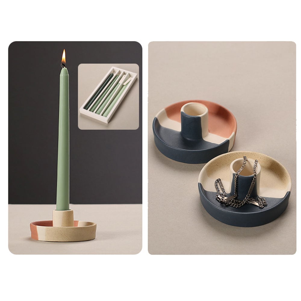 Multi-Purpose Candlestick Holder Ceramic Incense Burner with Elegant Design Centerpiece Round Candlestick Palo Santo Holder