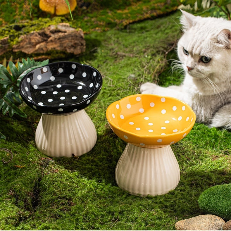 New Pet Slow Feeder Protect Cervical Spine Cartoon Style High Foot Ceramic Elevated Raised Dog Cat Tall Feed Bowls