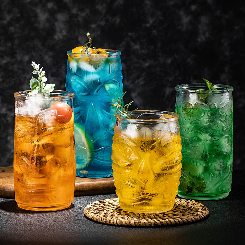 Tropical 500ml Exotic Tiki Cocktail Glass Clear Beverage Juice Drinking Tumbler Whisky Wine Beer Mug Ice Cola Party Drinks Cups