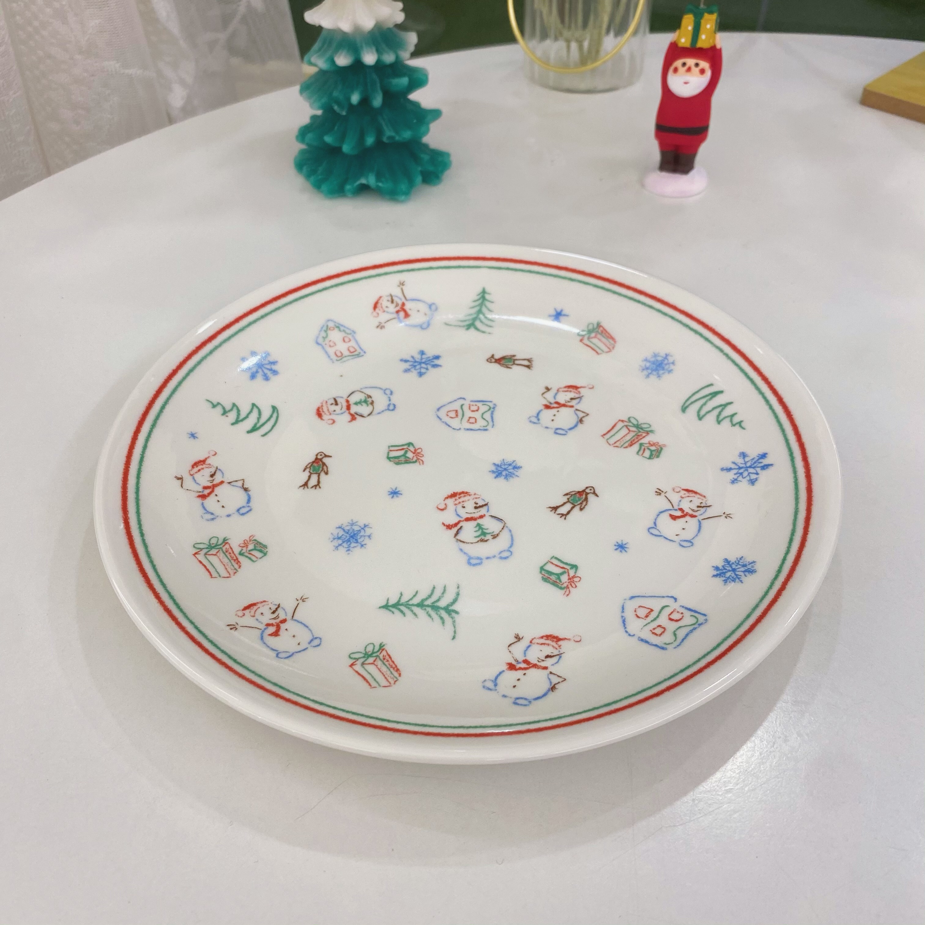 Ins Style Christmas Gift Snowman Ceramic Plate Creative Dim Sum Cup Plate Breakfast Plate Coffee Cup Afternoon Tea