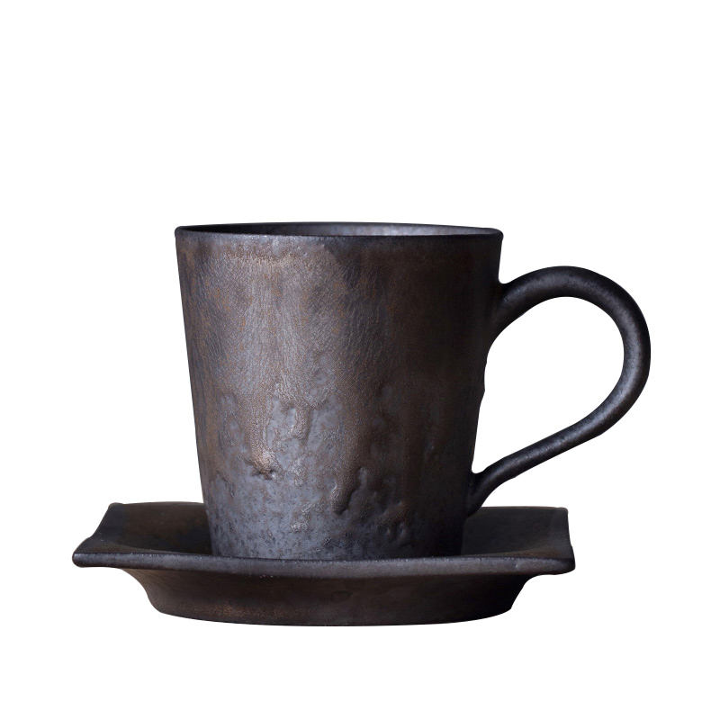 Hot Sale Porcelain Mug Ceramic Cup with Saucer Rustic Color Ceramic Coffee Mug Home Office Use