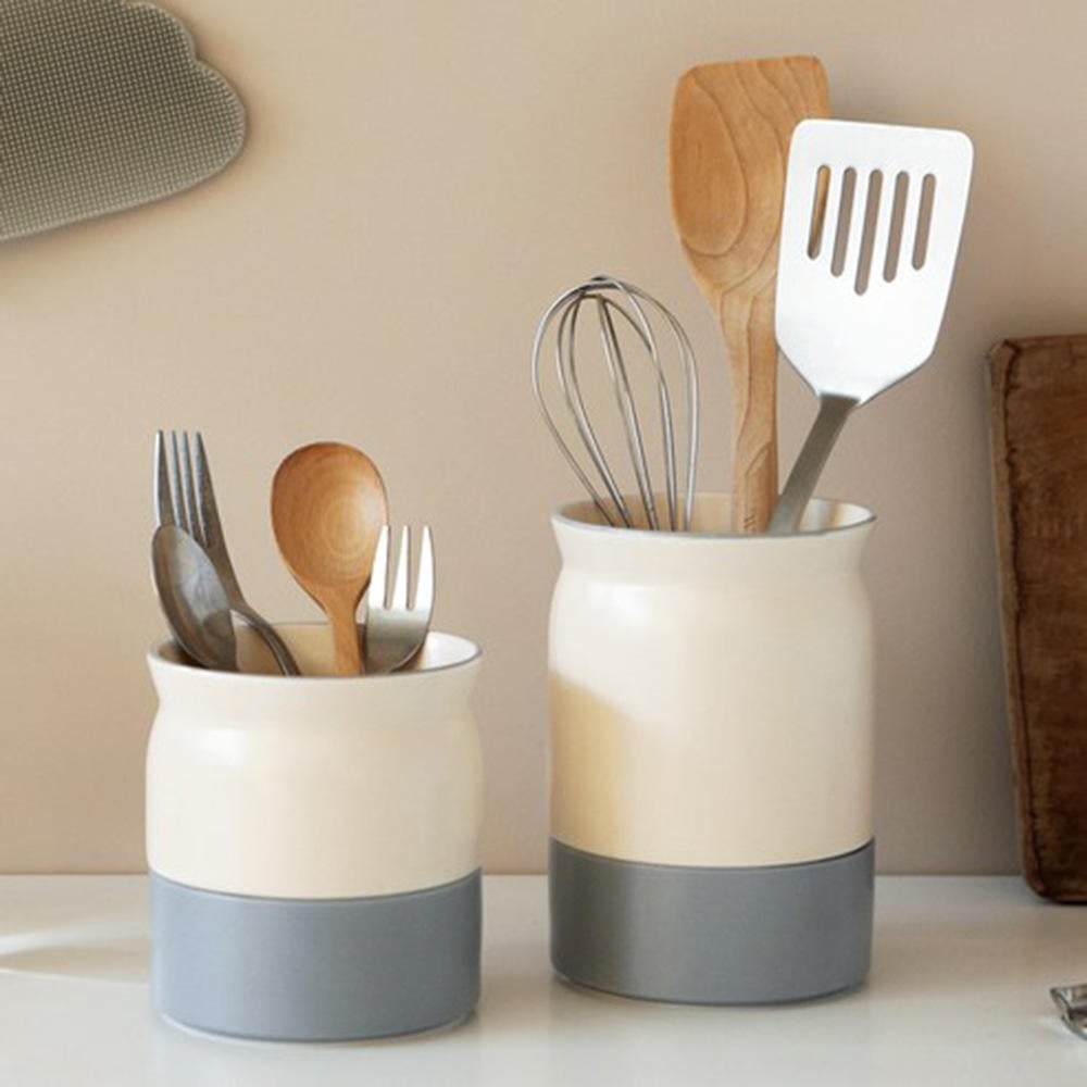 Custom Logo Ceramic Utensil Holder Storage Bucket Kitchen Draining Household Cookware Spoon Knife Fork Chopstick Pot Dinnerware