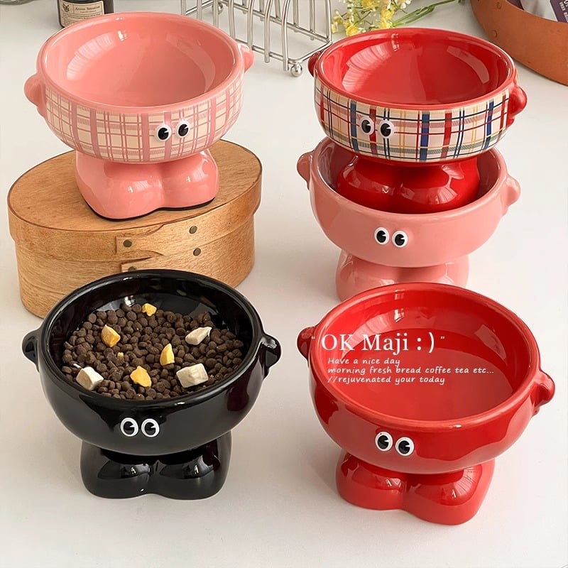 Eco-Friendly Ceramic Bottle-Shaped Pet Bowl Elevated Dog and Cat Food and Water Bowl Specific for Cat Serving