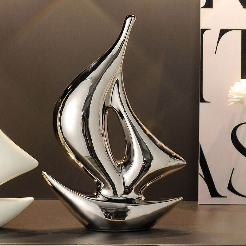 Simple Modern Ceramic Sailboat Statue Creative TV Cabinet for Living Room Home Decorative Crafts
