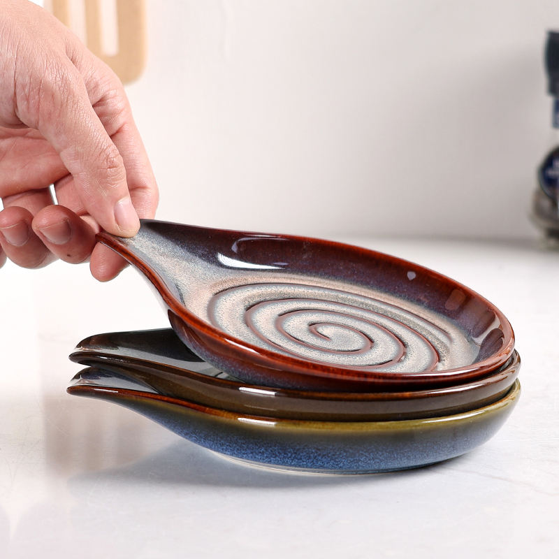 Ceramics Modern Glazed Chopstick and Spoon Rest Holder Factory-Fired Utensil Holder for Kitchen Use