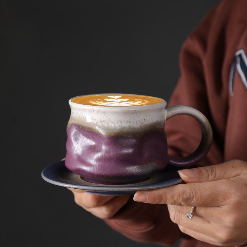 2025 new Style Ceramic Cup Stoneware afternoon Tea Cup 240ml Mug for Latte porcelain Ceramic Coffee Cup With Saucer set
