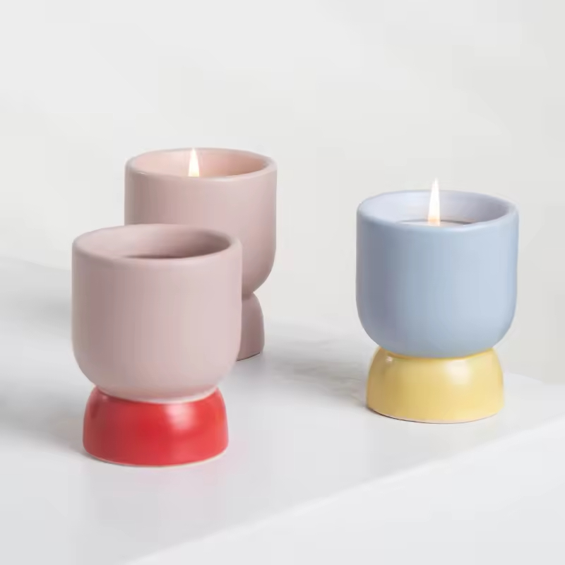 Custom Scented Candle Ceramic Empty Candle Jar Bougies Wholesale Candle Vessels Ceramic Jar