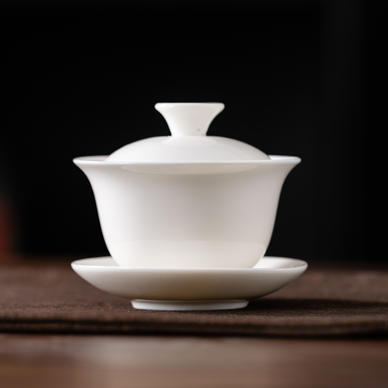 Covered Bowl Dehua White Porcelain Tea Set Complete Kung Fu Ceramic Simple Teapot Teacups