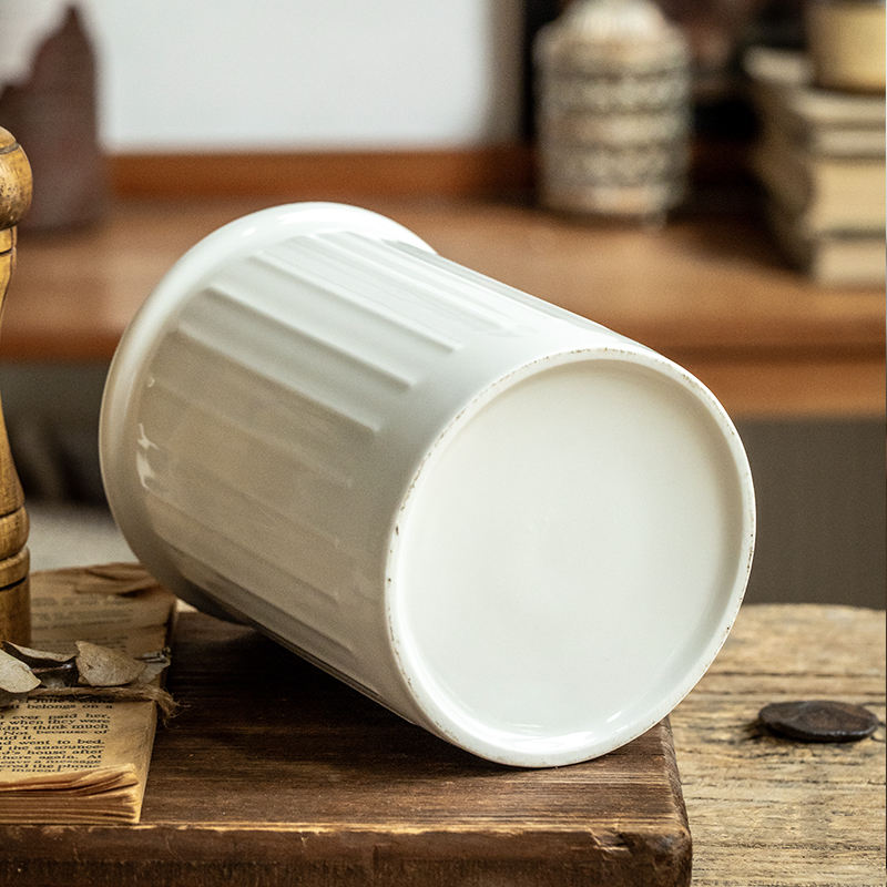 Large&Deep White Ceramic Utensil Holder for Kitchen Counter Minimalist in Aesthetic Kitchen Decor Capacity Storage Canister