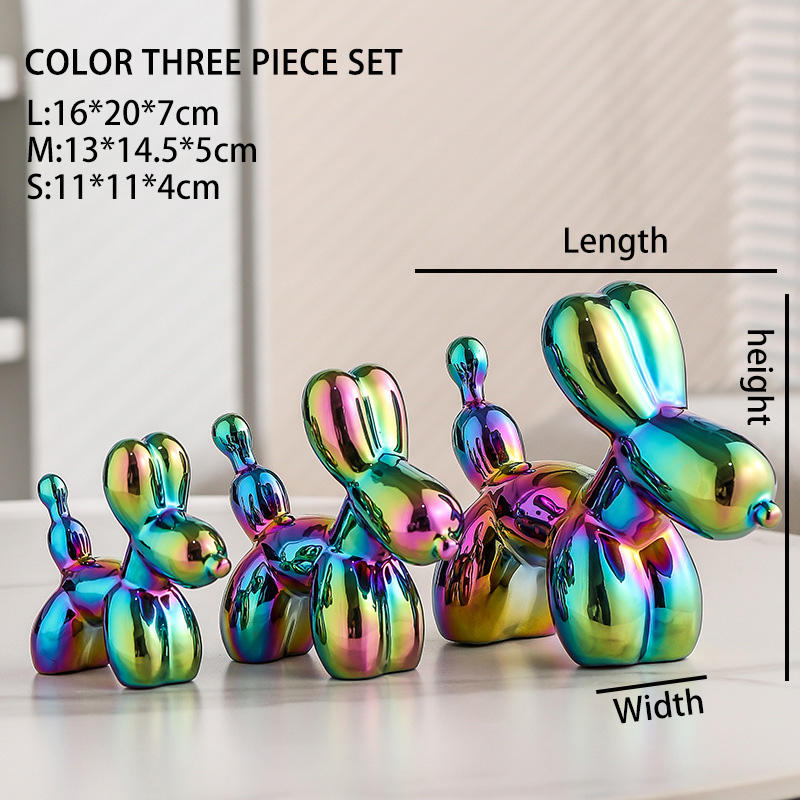 Home Decor Ceramic Crafts Nordic Light Luxury Creative Electroplating Balloon Dog Decoration Advanced Sense Home Accessories
