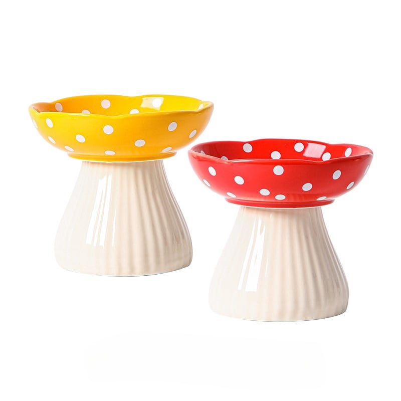 New Pet Slow Feeder Protect Cervical Spine Cartoon Style High Foot Ceramic Elevated Raised Dog Cat Tall Feed Bowls