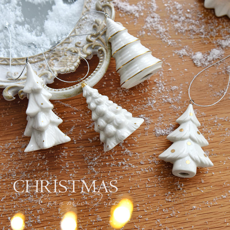 Christmas Gift Ornaments Nordic Ins Ceramic Christmas Mini Christmas Tree Pendant