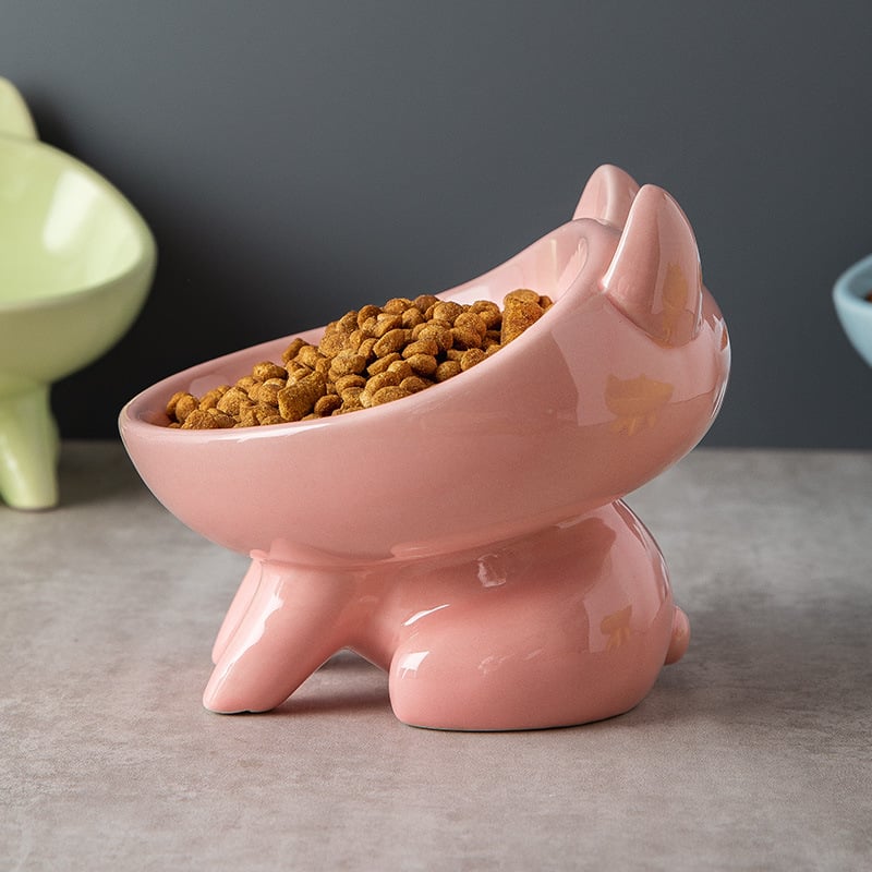 Factory Direct Sale Ceramic Pet Cat Bowl Oblique Mouth Cat Food Bowl Protect Cervical Spine Ceramic Pet Bowl