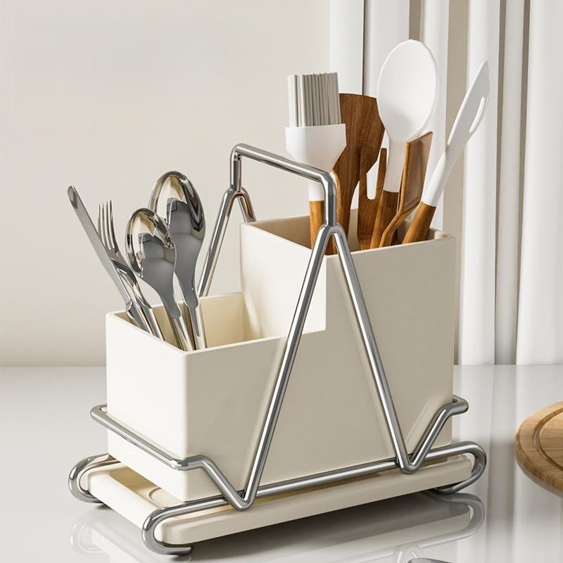 Factory Price Home Kitchen White Chopsticks Knife Fork Spoon Ceramic Storage Holder Kitchen Utensil Cutlery Holder