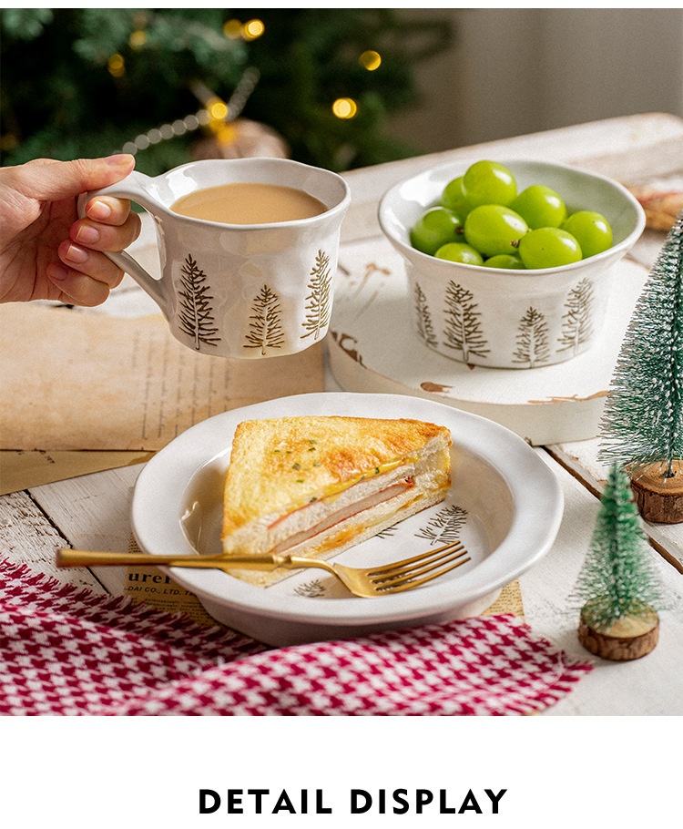 Christmas Decoration Supplies 2024 Cutlery Gifts Plates Ceramic Dessert Bowl Mug