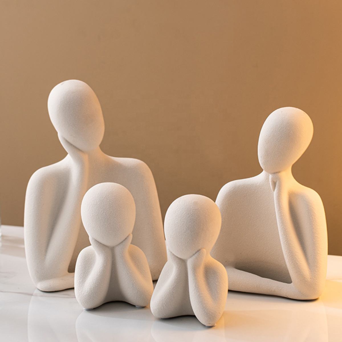 Couple Statue Abstract Family Statue Ceramic Modern Art Table Decor Home Decor White Ornaments