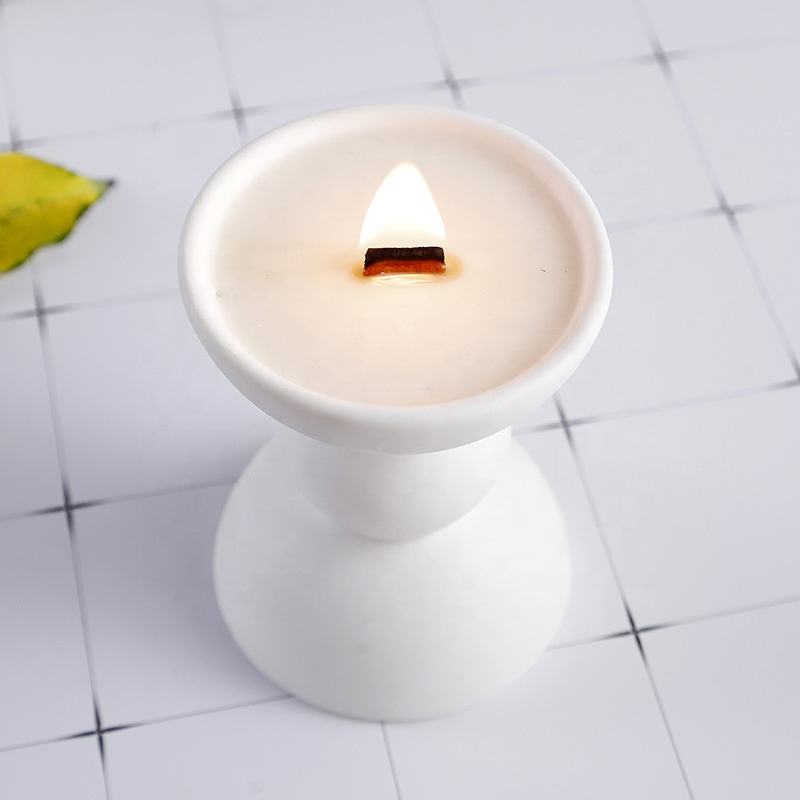 Nordic-Colored Frosted Aromatherapy Ceramic Candle Container Home Decor Candle Jar Cylinder Design Ceramic Painted Candle Holder