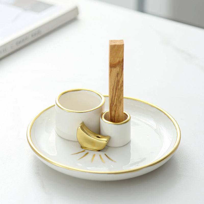 Religions Ceramics Sandalwood Holder Incense Burner for Aromatic Sage Holder Burner Candle Holder for Burning Sage and Candle
