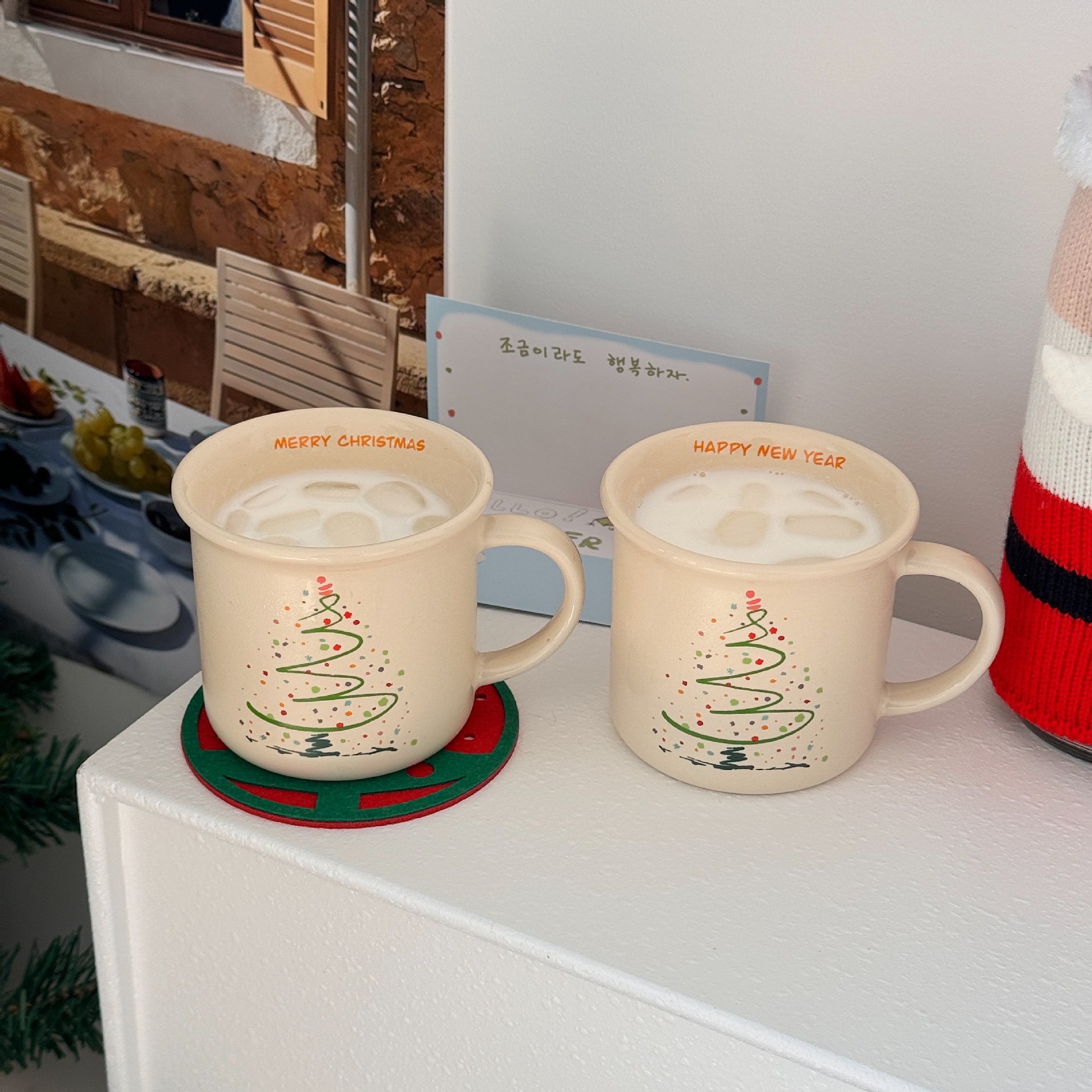 2025 Christmas Tree Ceramic Mug Korean Ins Cute Coffee Mug Student Couple New Year Gift Water Mug