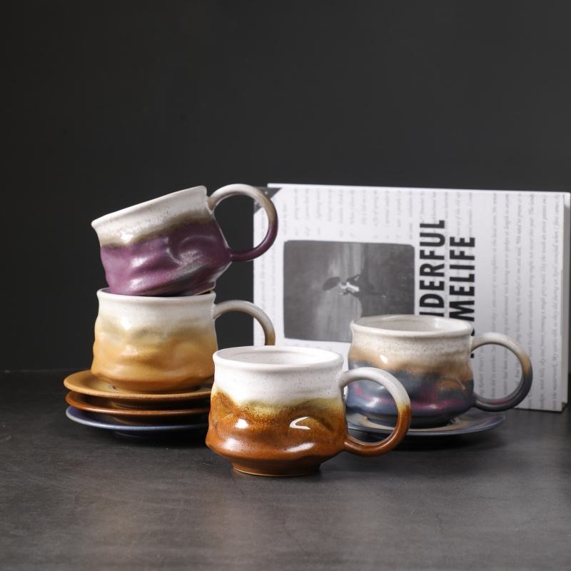 2025 new Style Ceramic Cup Stoneware afternoon Tea Cup 240ml Mug for Latte porcelain Ceramic Coffee Cup With Saucer set