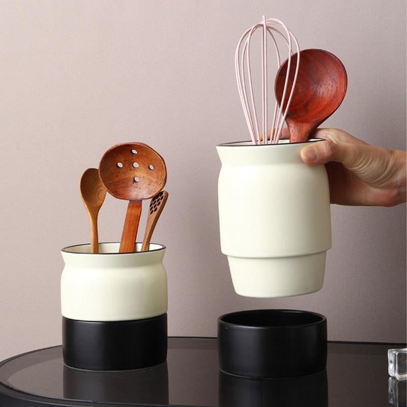 Ceramic Utensil Holder Nordic Cutlery Holder Utensil Storage Organizer Ceramic Kitchen Utensil Container for Kitchen