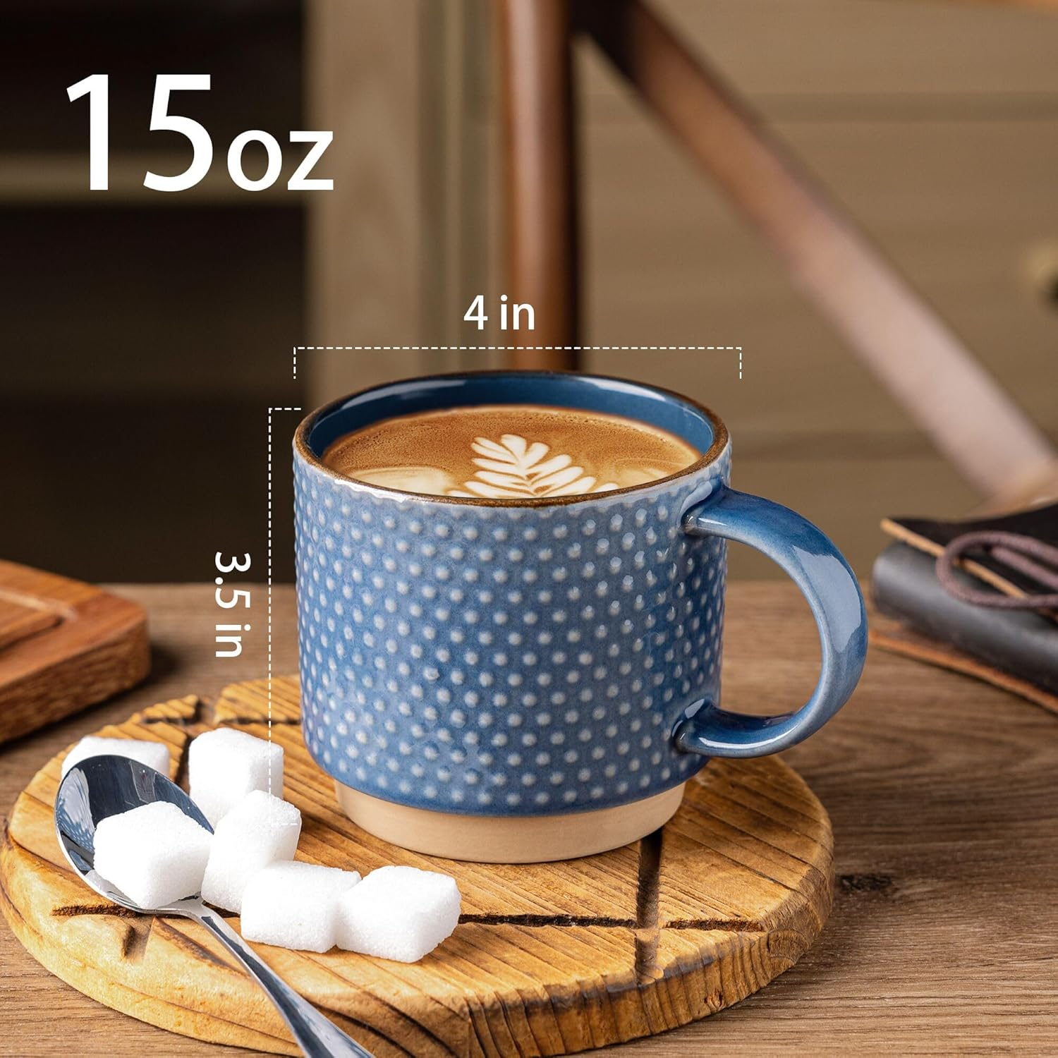 15OZ Embossed Stoneware Ceramic Coffee Tea Mug Big Volume Cups on Sale for Business Gifts