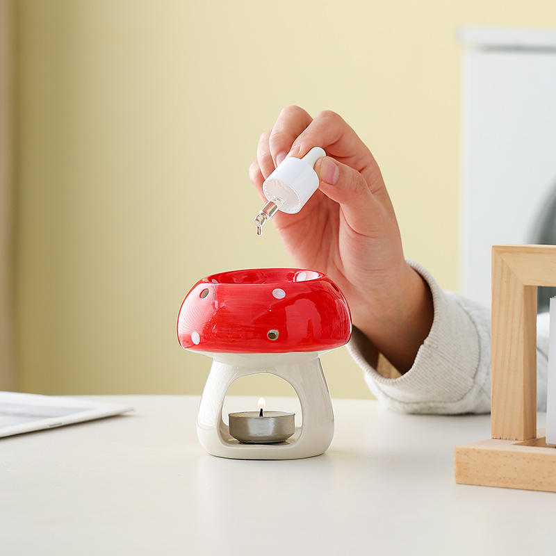 New Ceramic Mushroom-Shaped Aroma Diffuser Wax Melt Warmer Essential Oil Burner for Spa Yoga Meditation