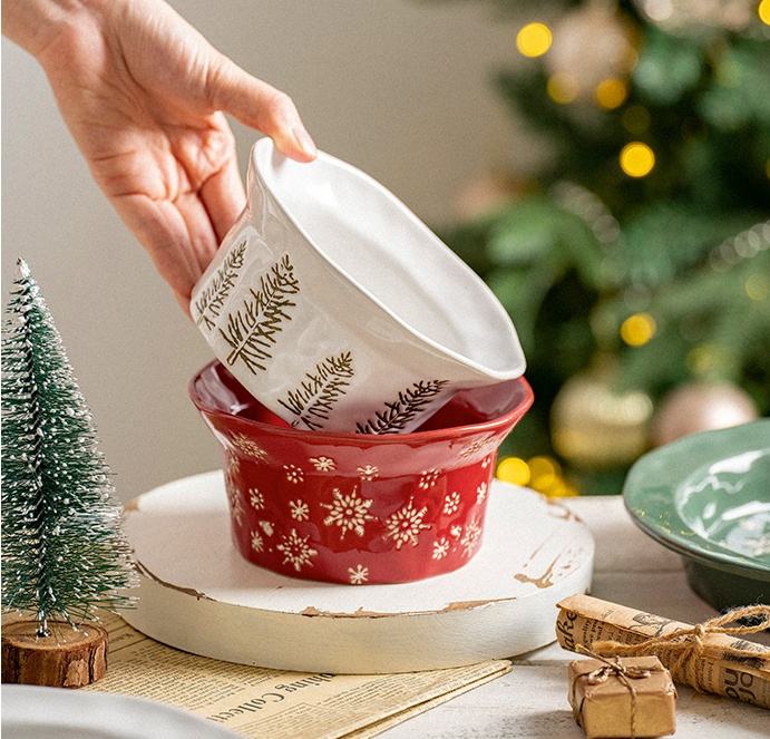 Christmas Decoration Supplies 2024 Cutlery Gifts Plates Ceramic Dessert Bowl Mug