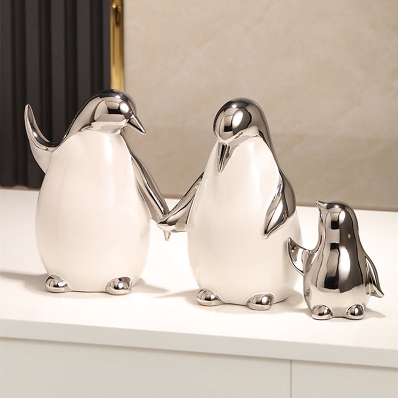 Ceramisch Sieraad Gouden Pinguïn Woonkamercadeau Accessoire Tafeldecoratie Creatieve Pinguïnfamilie Luxe Decoratieproducten voor Cadeau
