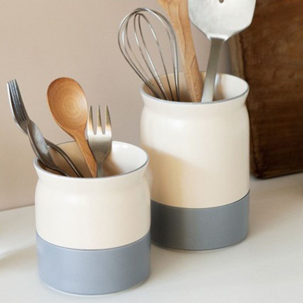 Custom Logo Ceramic Utensil Holder Storage Bucket Kitchen Draining Household Cookware Spoon Knife Fork Chopstick Pot Dinnerware