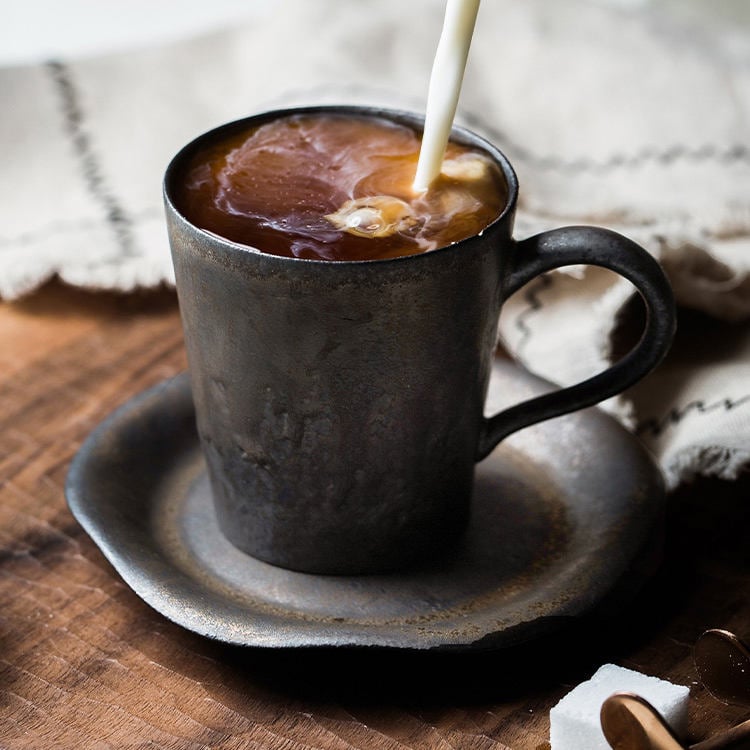 Hot Sale Porcelain Mug Ceramic Cup with Saucer Rustic Color Ceramic Coffee Mug Home Office Use