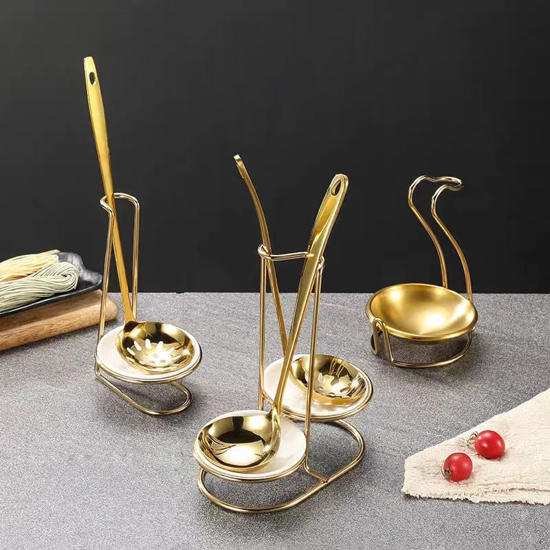 Hot Sale Ceramic Small Bowl Dining Table Spoon Holder Metal Rack Multifunctional Kitchen Spoon Ceramic Spoon Holder