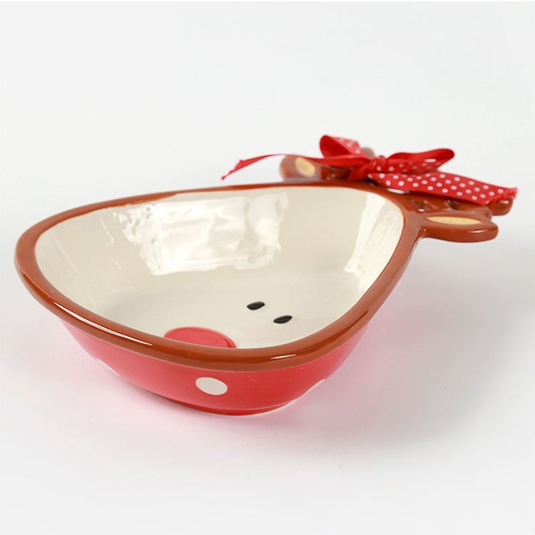 Good Quality Christmas Decoration Christmas Ceramic Elk Dinner Basin for Christmas Home Decoration